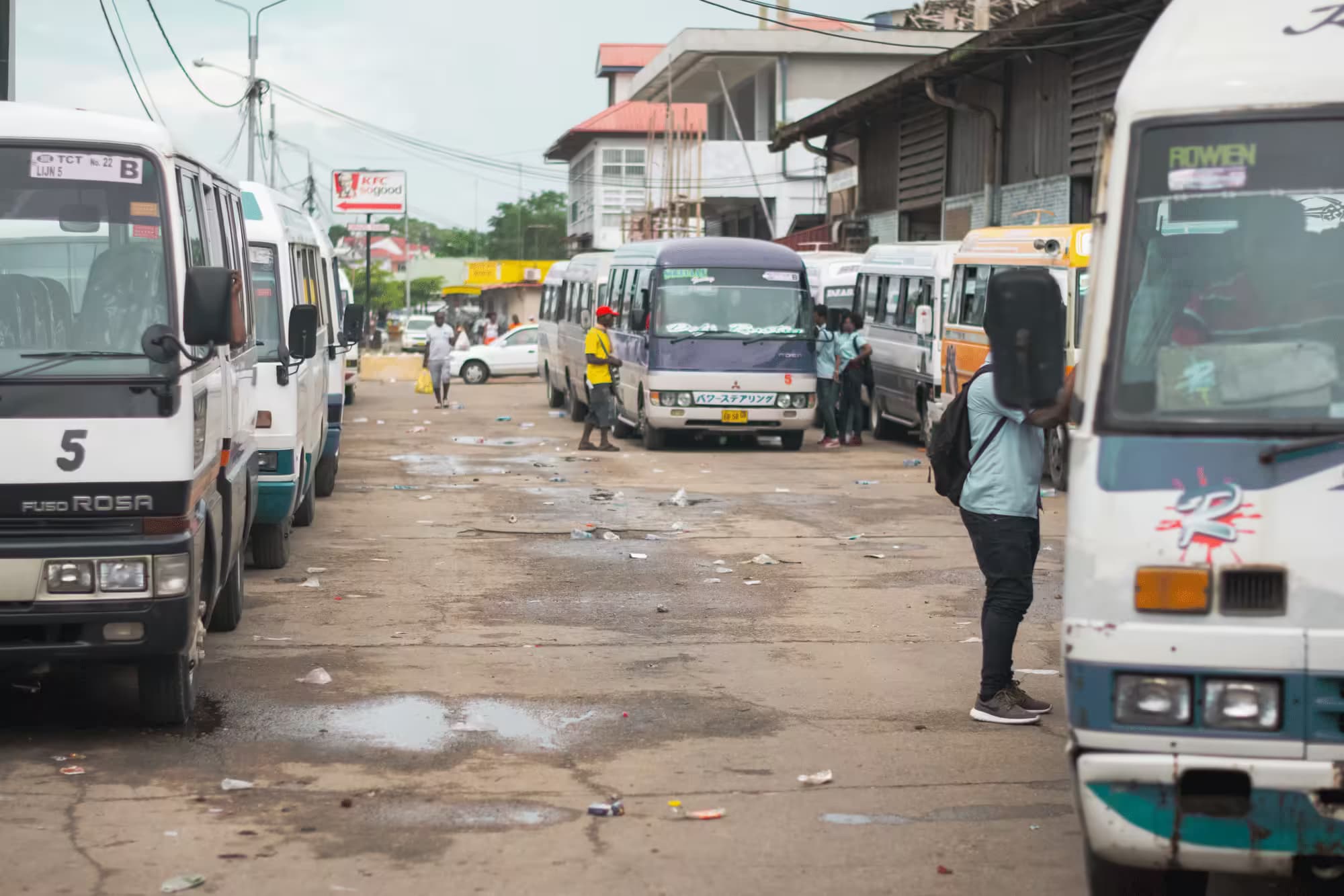 photo of old bus station in Paramaribo, Suriname
